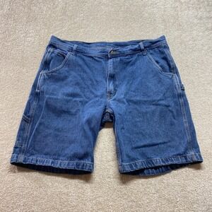 KEY Shorts Mens Size 40 Blue Carpenter Denim Workwear Utility Pockets‎